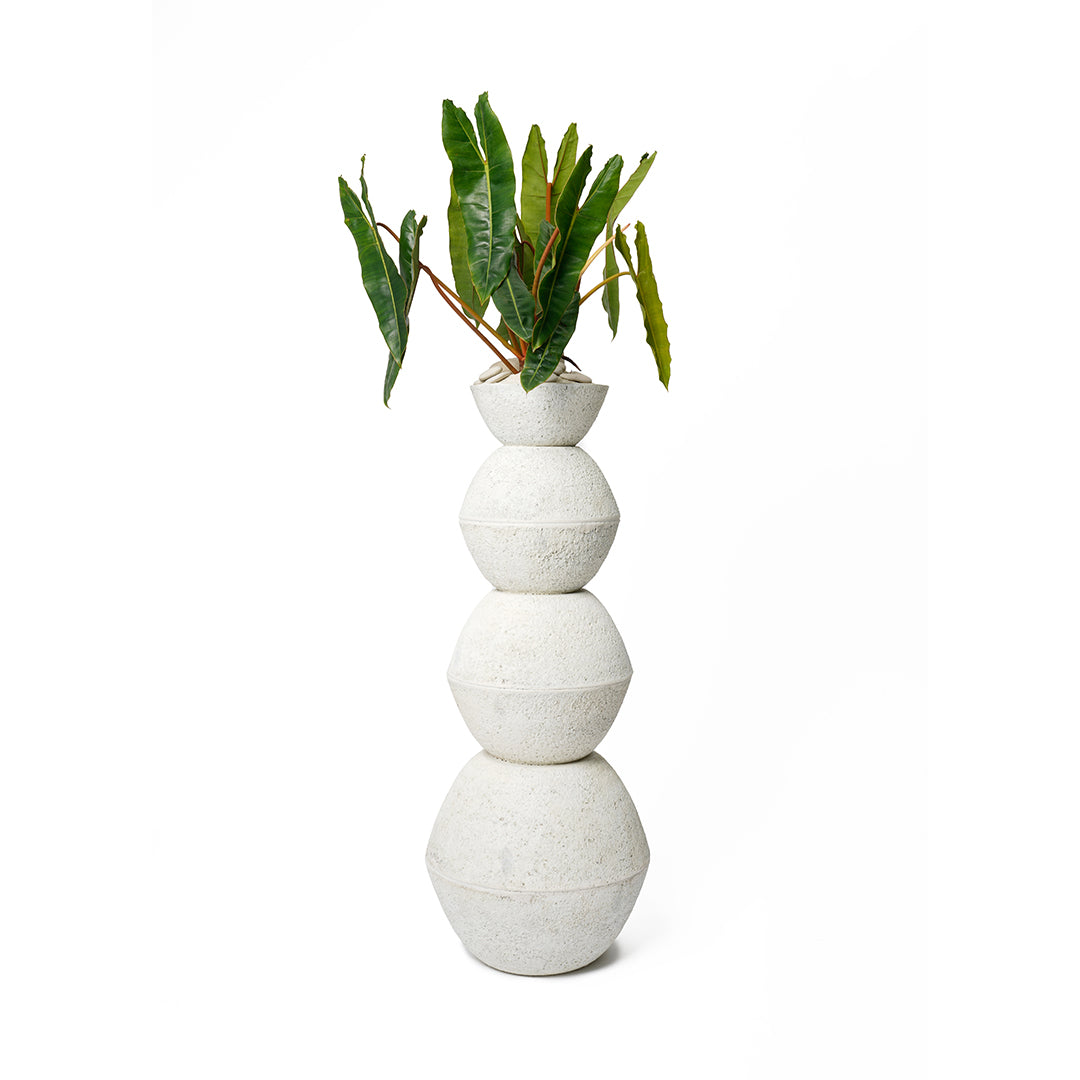 Totem Sculpture White 7 Philodendron Billietiae