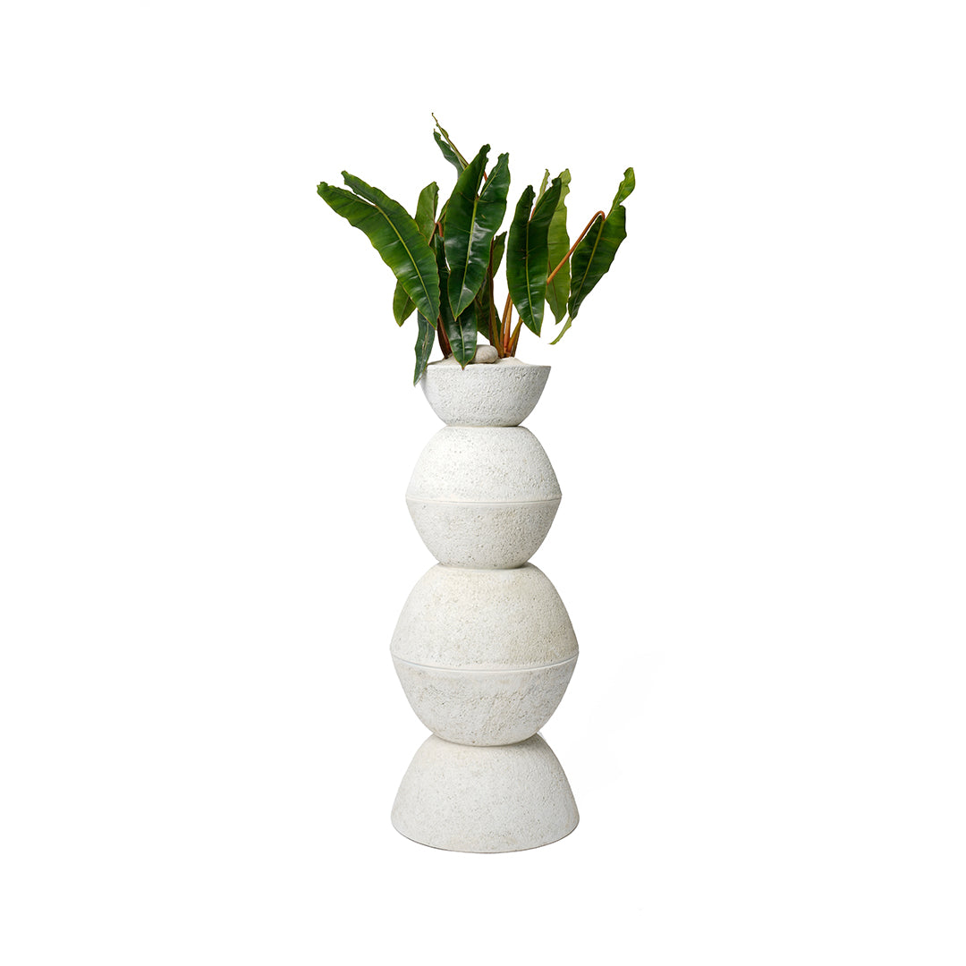 Totem Sculpture White 6B Philodendron Billietiae