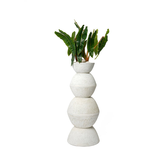 Totem Sculpture White 6B Philodendron Billietiae